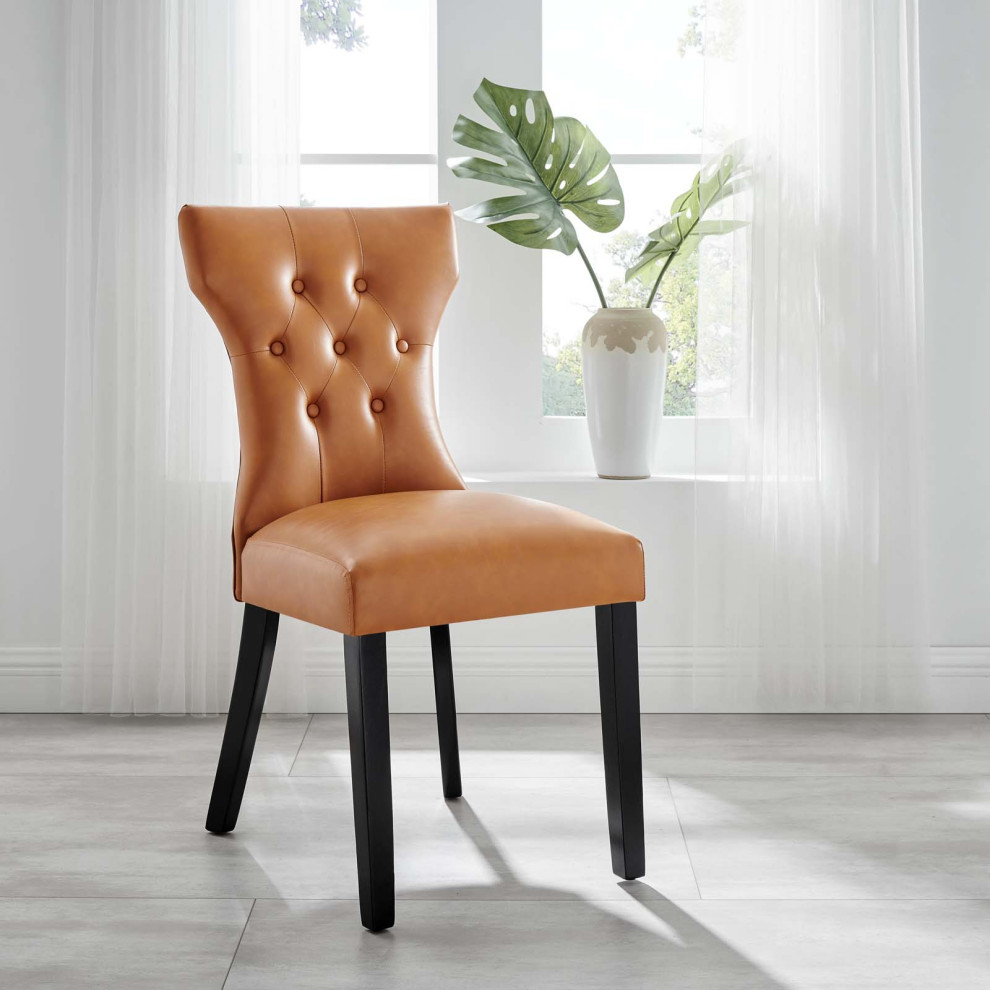 Silhouette Tufted Faux Leather Dining Side Chair   Transitional   Dining Chairs   by Modway  Houzz