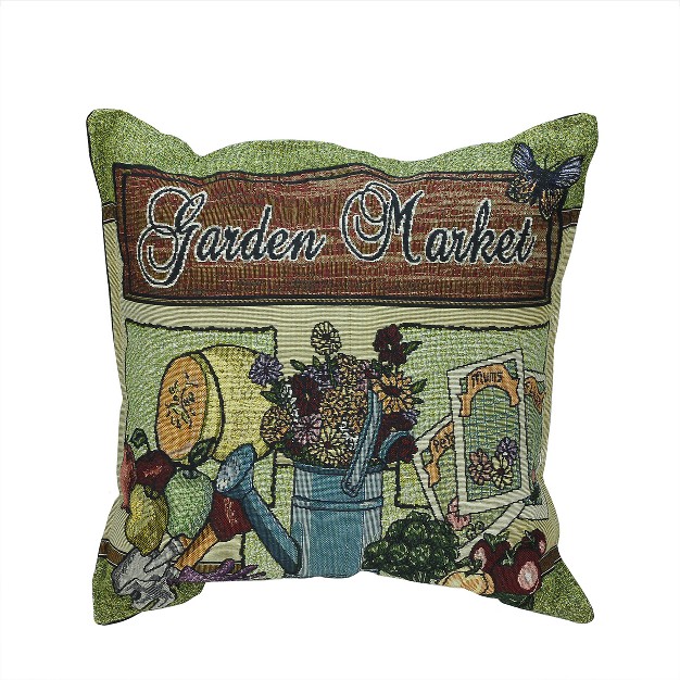 Square quot garden Market quot Indoor Throw Pillow Green brown