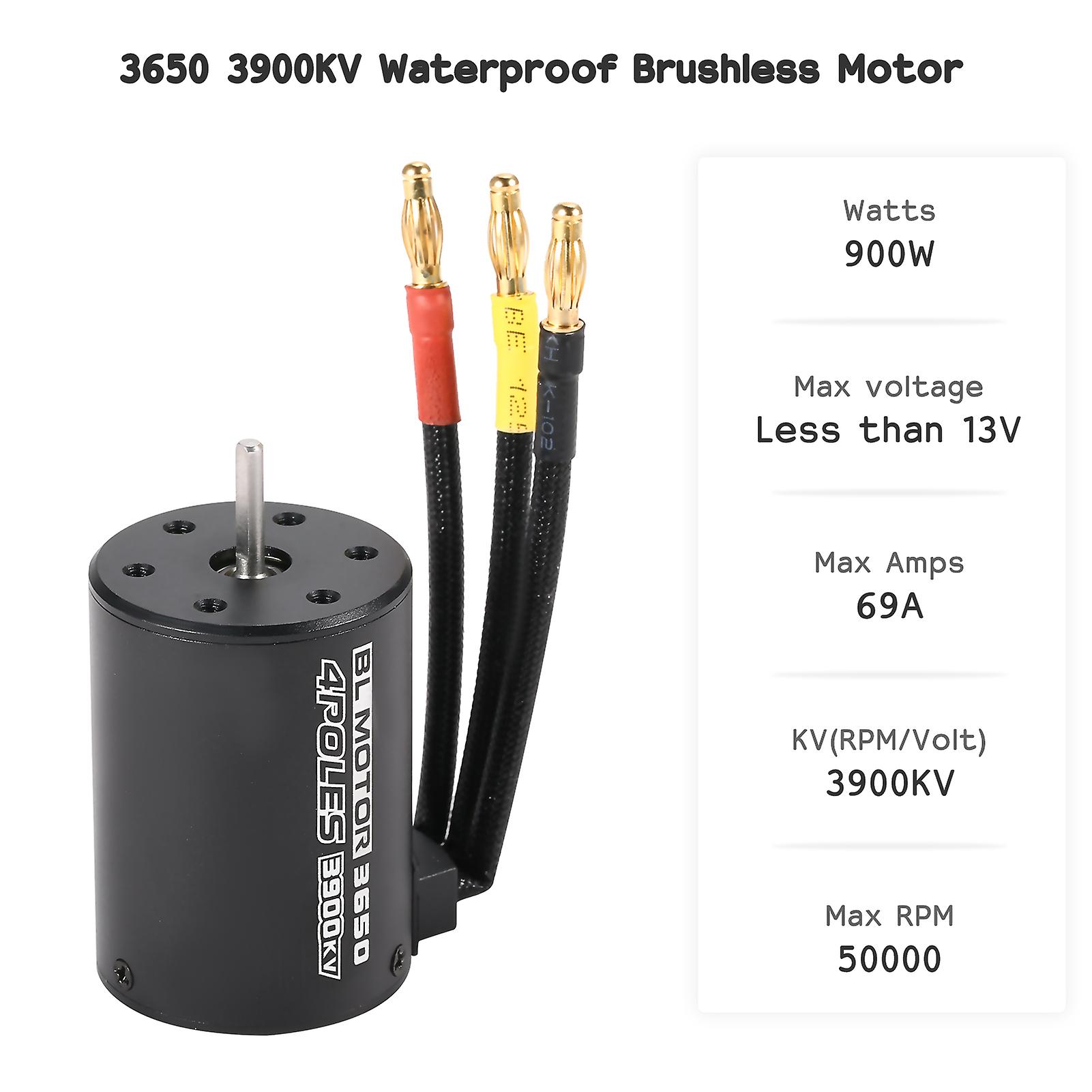 3650 3900kv Waterproof Brushless Motor With 120a Brushless Esc With 5.8v/3a Bec Set For 1/10 Rc Car No.246007