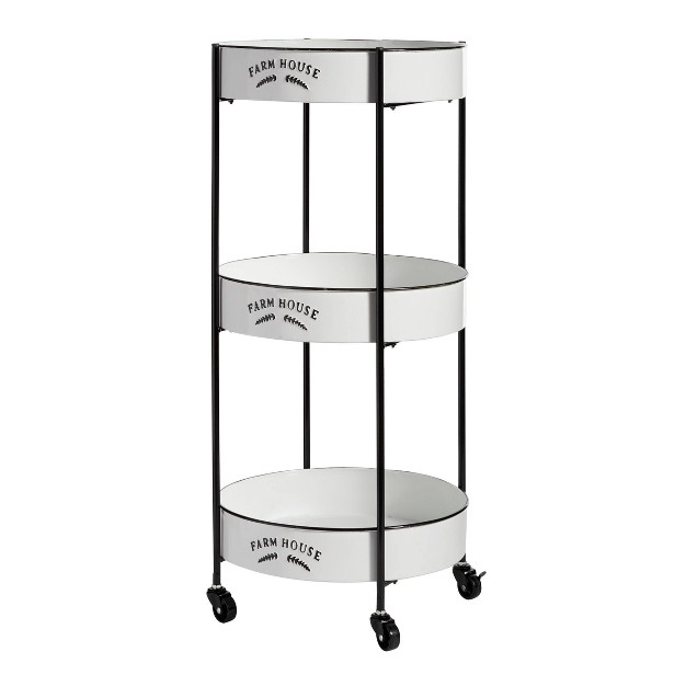 34 X 16 Farmhouse Metal Storage Cart White Olivia amp May