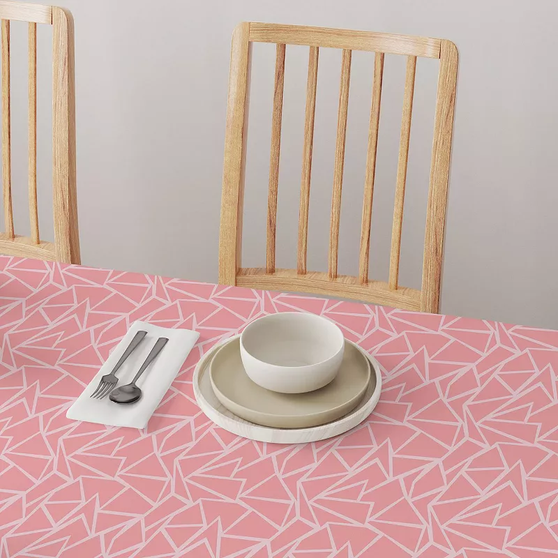 Rectangular Tablecloth， 100% Cotton， 52x84， Geometric Shapes Pink