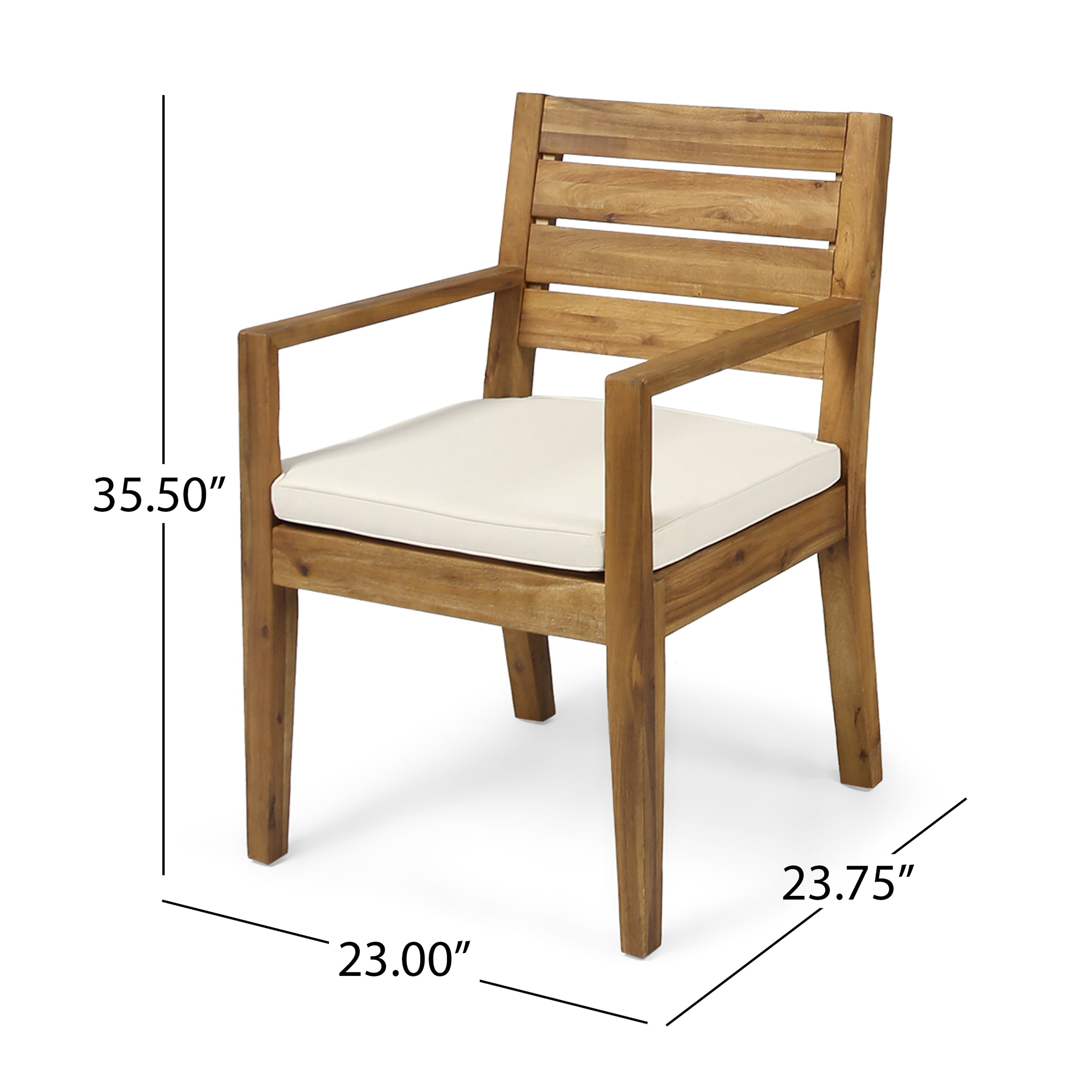 Eric Outdoor Acacia Wood Dining Chairs