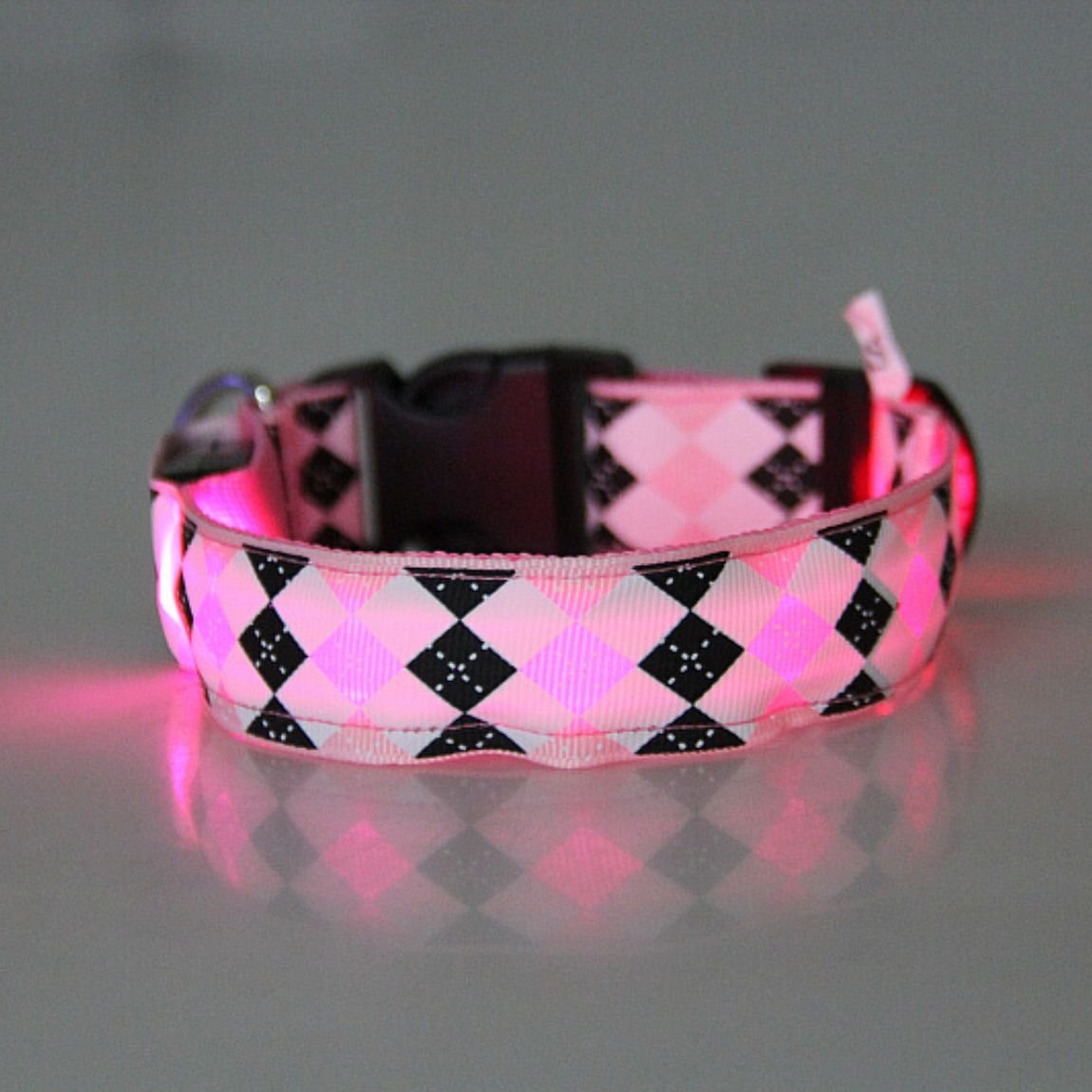 Petsonik Rechargeable LED Plaid Design Dog Collar