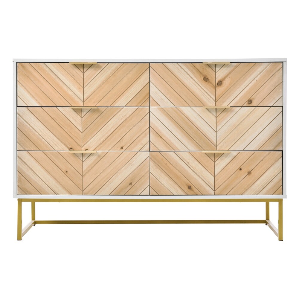 Modern 6 Drawer Dresser with Metal Leg and Handle for Bedroom   Space Saving and Sturdy Construction