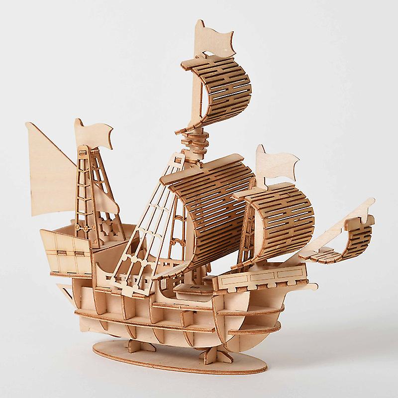 3d Puzzle Assembly Toy Parent-child Building Blocks Three-dimensional Puzzle Handmade Three-dimensional Model-sailing Boat