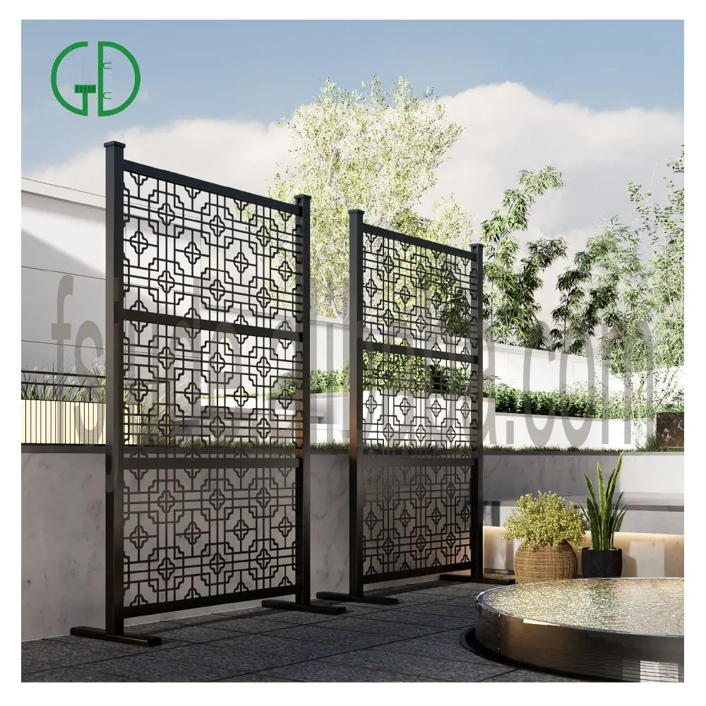 Foshan GD aluminum fence panels for garden fencing trellis commercial high end profile aluminum fence panels black