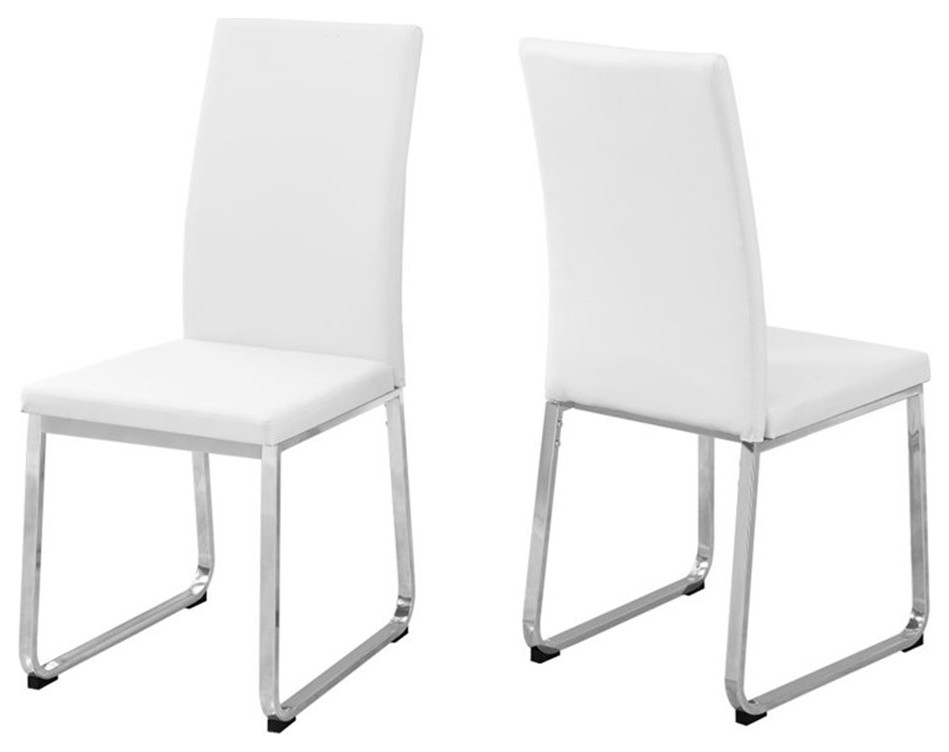 Pemberly Row Dining Chair Set Of 2 Side Kitchen Dining Room Leather Look White   Contemporary   Dining Chairs   by Homesquare  Houzz