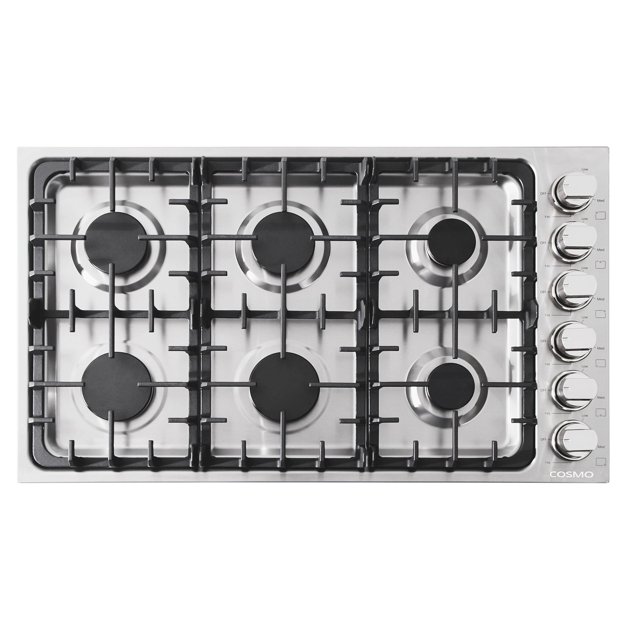 36 in. Gas Cooktop in Stainless Steel with 6 Italian Made Burners - 36 in.