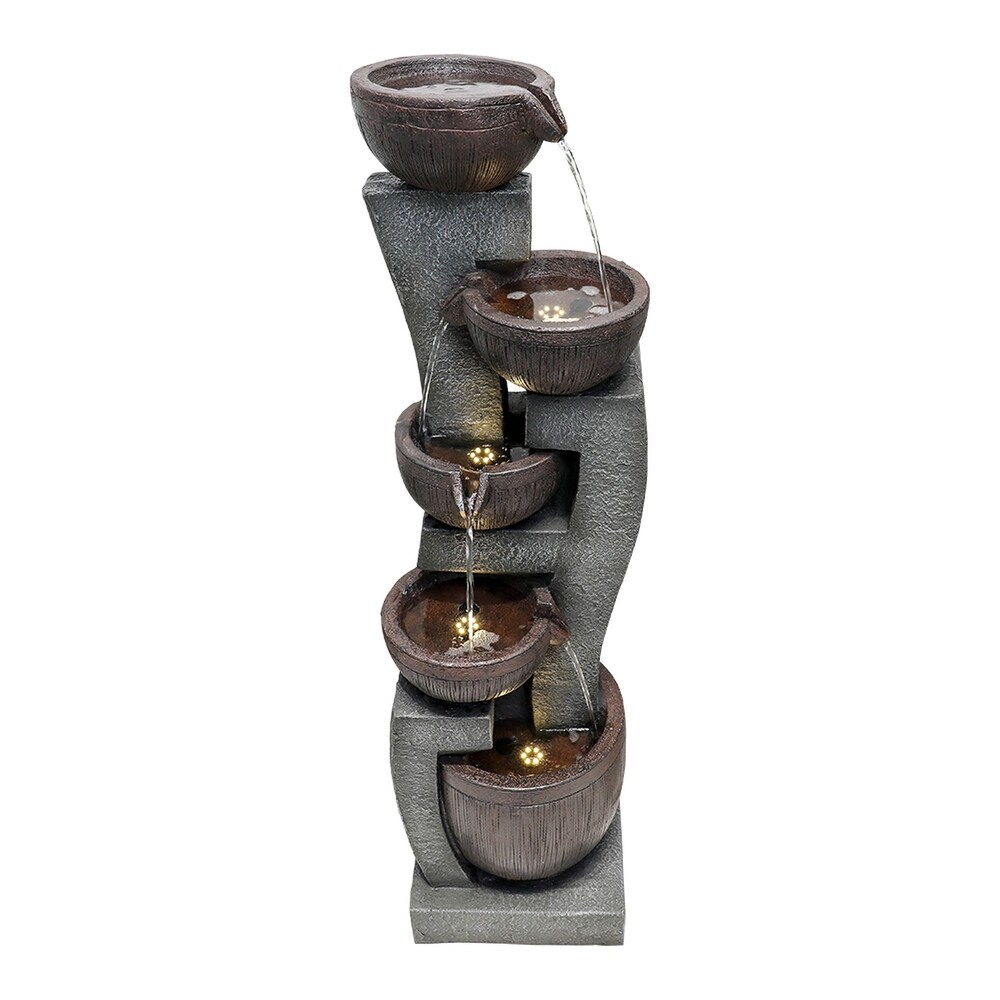 43.7'' Curving Water Fountain 5 Tier Resin Waterfall Outdoor