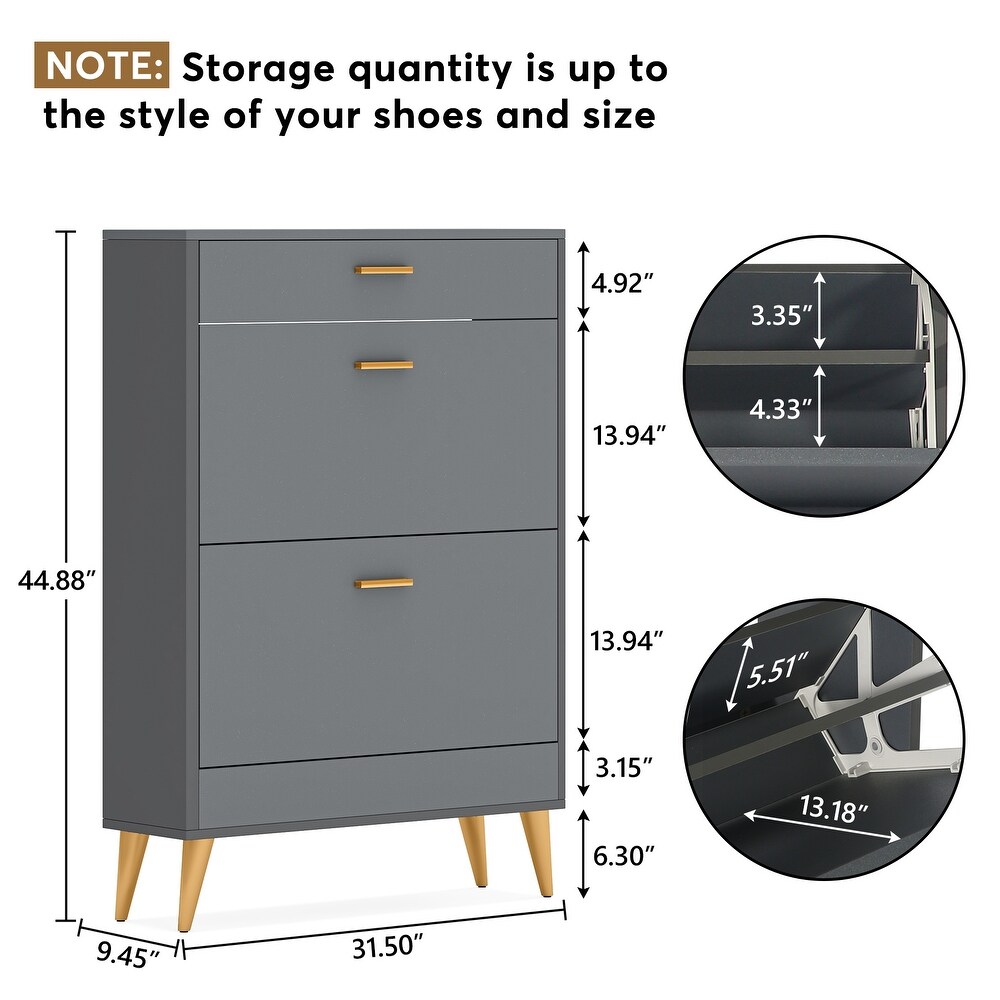 Shoe Cabinet  16 Pair Shoe Rack Storage Organizer with Drawer