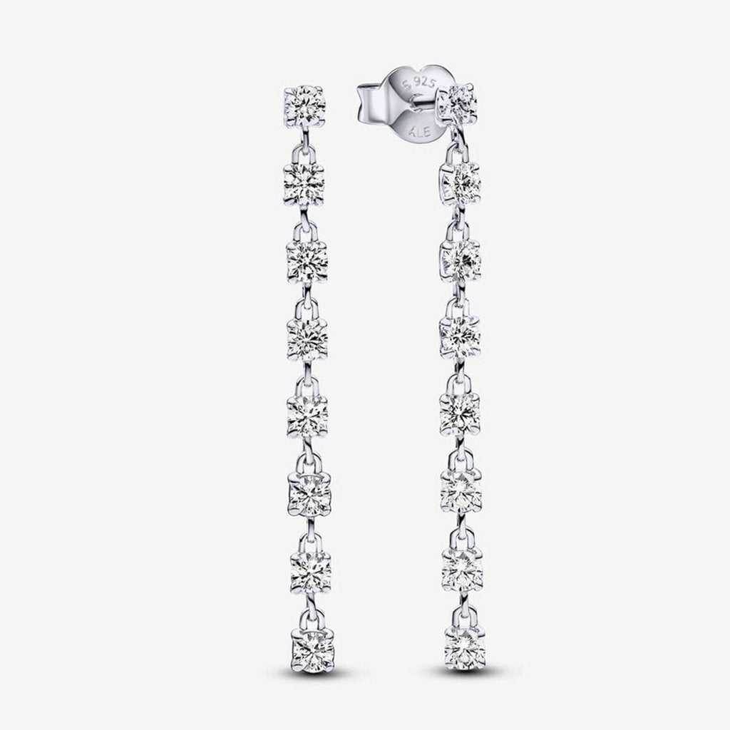 PANDORA  Sparkling Eight Stones Drop Earrings - Sterling Silver