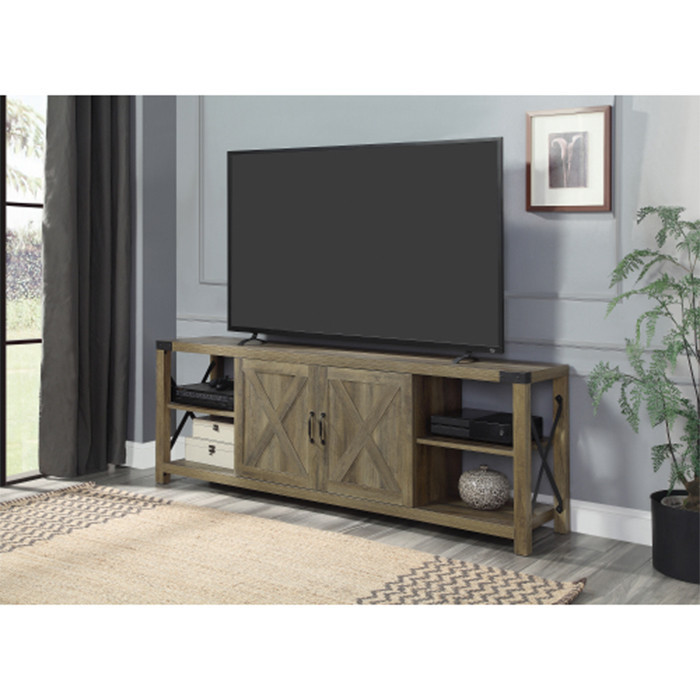 71 inch Rust TV stand OAK wood TV cabinet with 2 Shelves   Transitional   Entertainment Centers And Tv Stands   by HIGHLIGHT USA LLC  Houzz