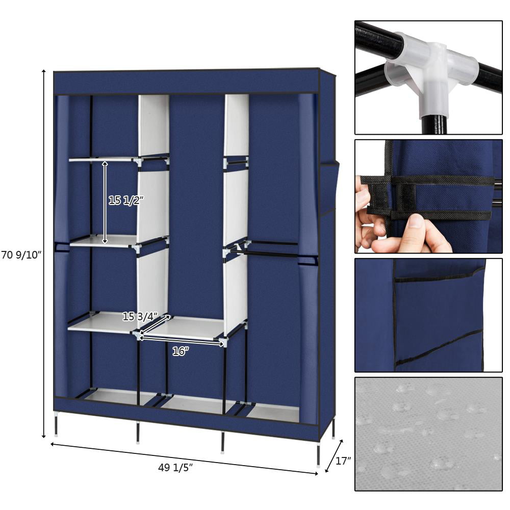 Zimtown Wardrobe Rack Portable Closets, Blue