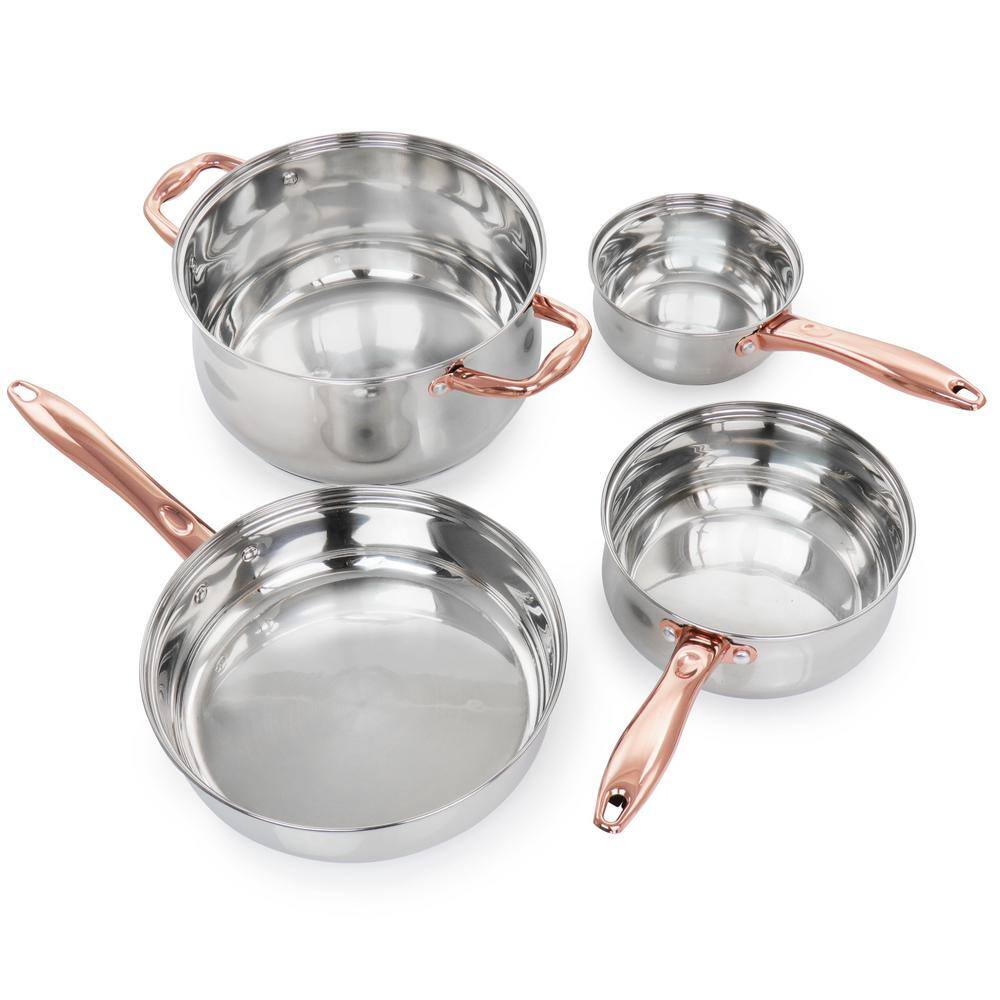 Oster Bransonville 8-Piece Stainless Steel Cookware Set in Chrome and Bronze 985115266M