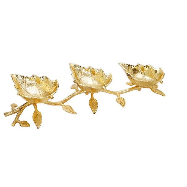 Classic Touch Gold Leaf 3 Sectional Relish Dish