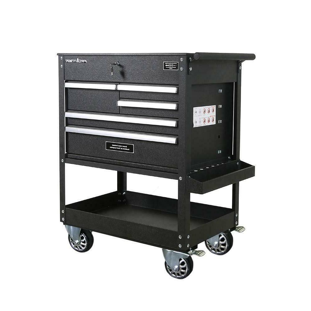 32.75 in. 5-Drawer Tool Utility Cart in Black