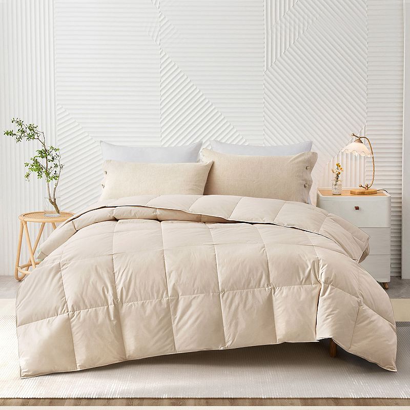 Unikome 300 TC Lightweight 100% Organic Cotton Goose Down Feather Fiber Comforter for Luxurious Comfort