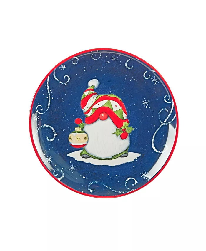 Certified International Holiday Magic Gnomes 4 Piece Dessert Plate Set