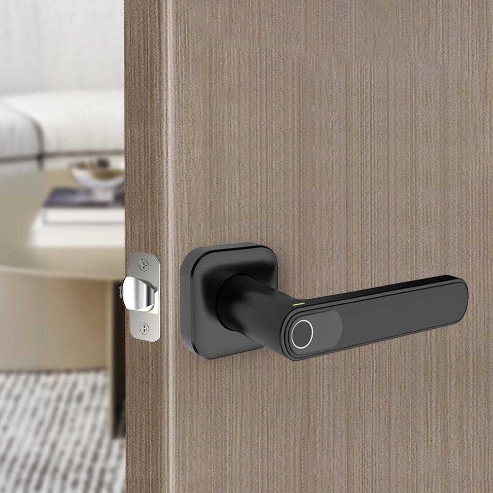 Defiant Matte Black Electronic Lever Door Lock with Biometric Fingerprint Deadbolt LH01-MB