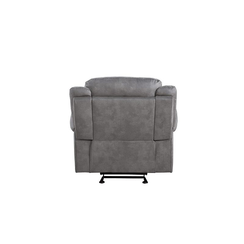 Fabric Upholstered Metal Reclining Club Chair with Center Console， Gray