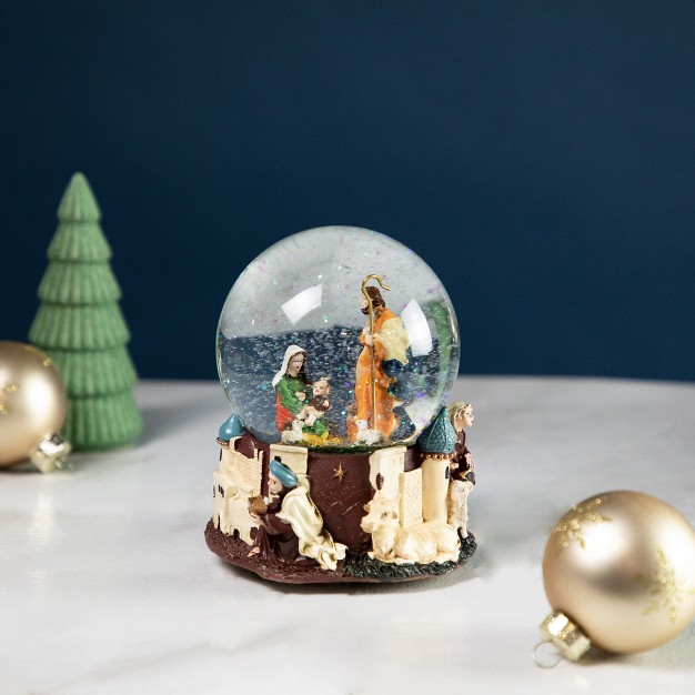 Nativity Scene Religious Musical Christmas Snow Globe