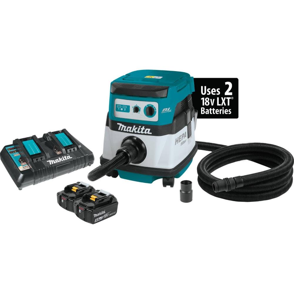 Makita 18V X2 LXT 36V 2.1 Gallon HEPA Dry Dust Extractor Kit XCV07PTX from Makita