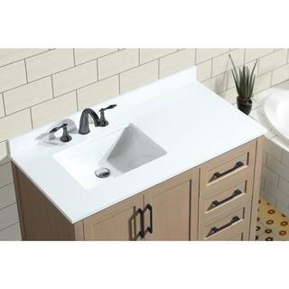 Ari Kitchen and Bath Huntington 42 in x 22 in D x 34.50 in H Bath Vanity in Oak Gray with White Engineered Stone Top with White Basin AKB-HUNTING-42-OAKGRY-WHTOP