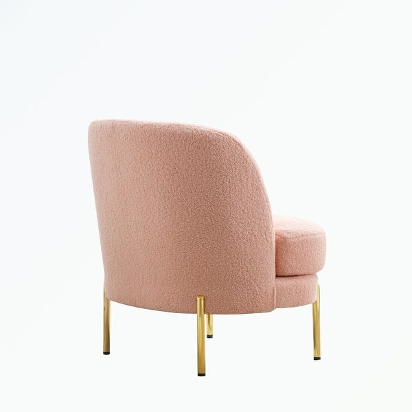 Accent Chair Upholstered Curved Backrest with Golden Adjustable Legs