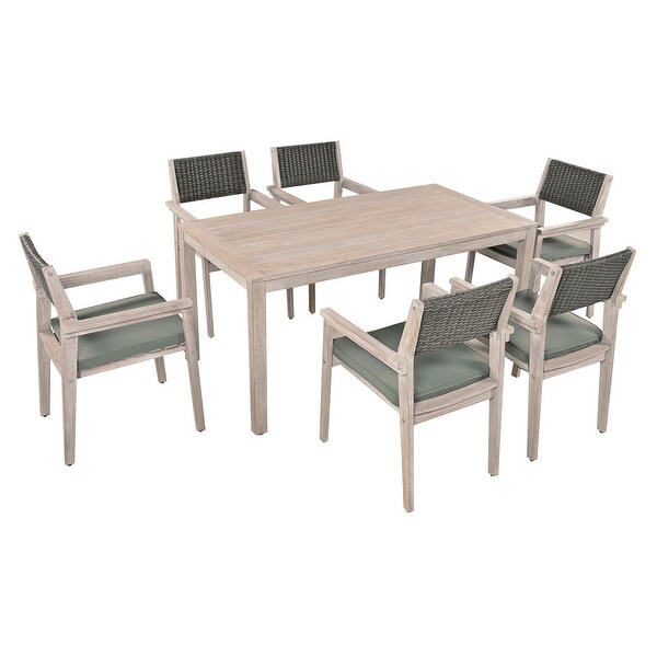 Patio Dining Set Outdoor Dining Table and Chair Set，Light Teak