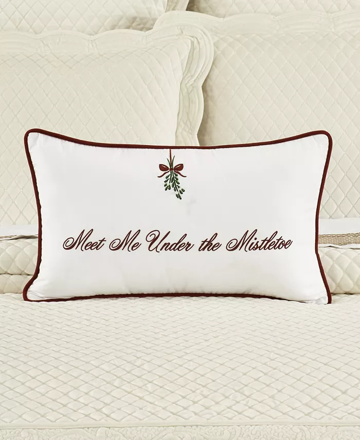 J Queen New York Mistletoe Boudoir Embellished Decorative Pillow， 18 x 18