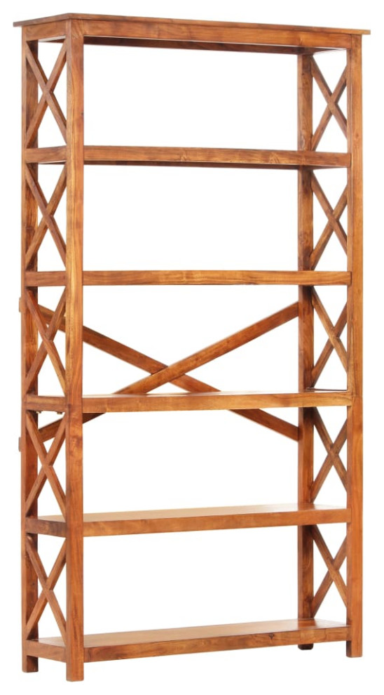 vidaXL Bookshelf Standing Shelf Wall Bookcase Solid Wood Acacia Honey Finish   Transitional   Bookcases   by vidaXL LLC  Houzz