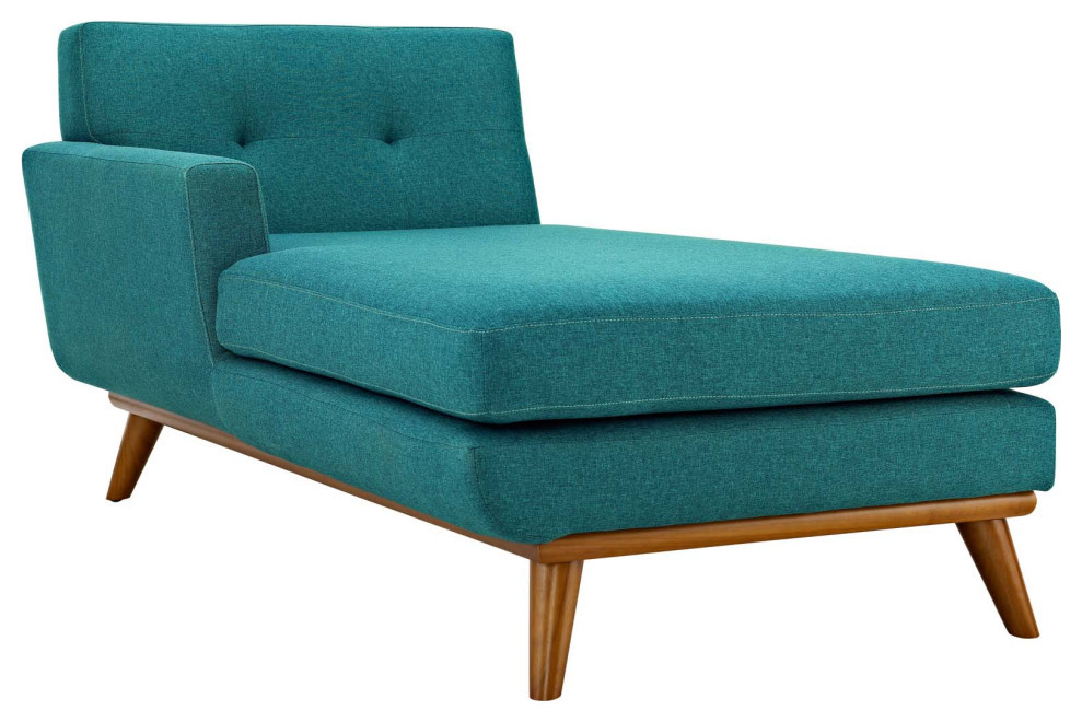 Gianni Teal Left Facing Upholstered Fabric Chaise   Midcentury   Indoor Chaise Lounge Chairs   by Love Sofa  Houzz