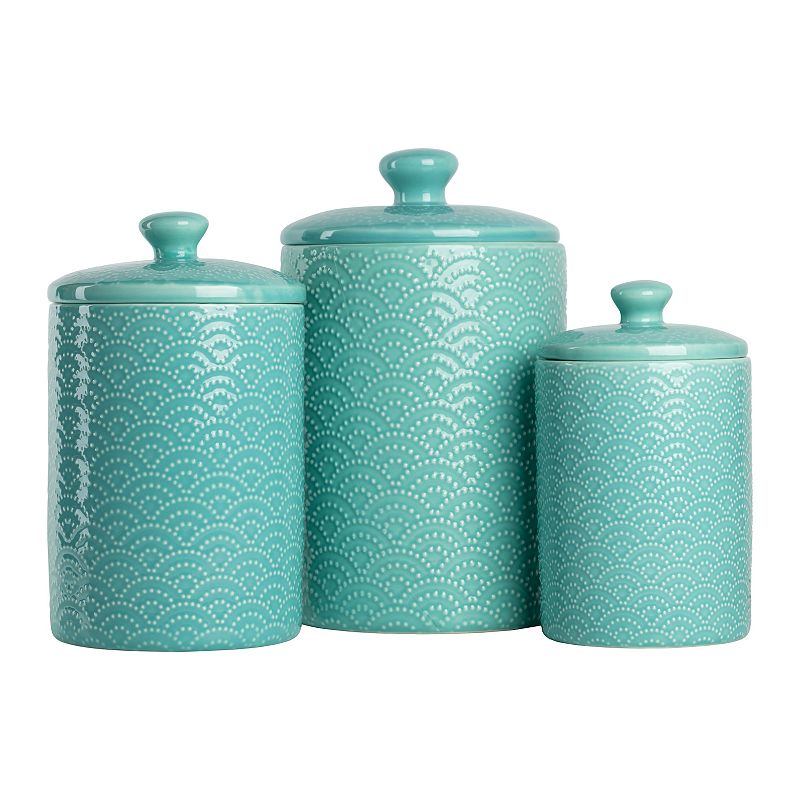 10 Strawberry Street Tide Embossed 3-pc. Ceramic Canister Set