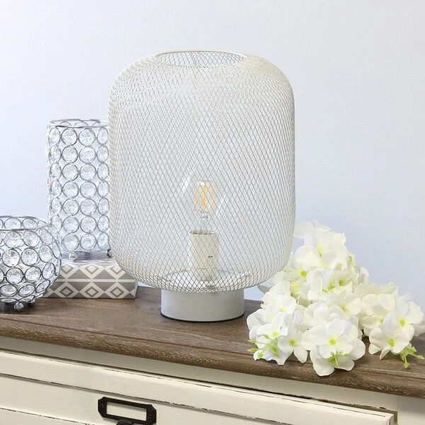 Simple Designs Metal Mesh Industrial Table Lamp - 8.5