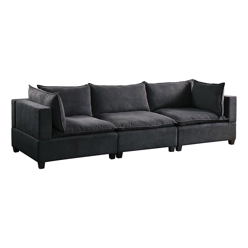 Bowery Hill Modern Fabric Down Feather Sofa Couch in Dark Gray