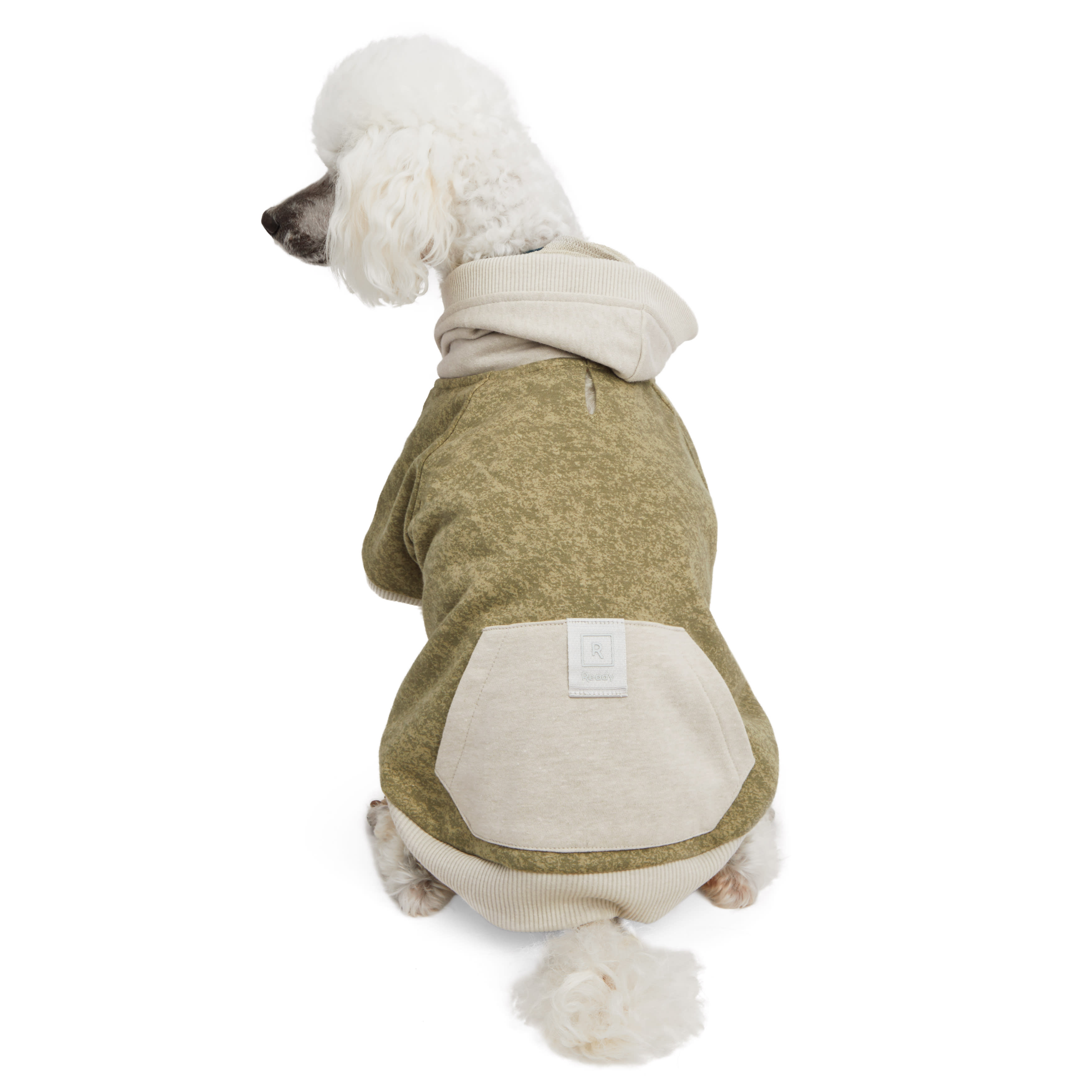 Reddy Olive and Grey Washed Dog Hoodie， X-Small