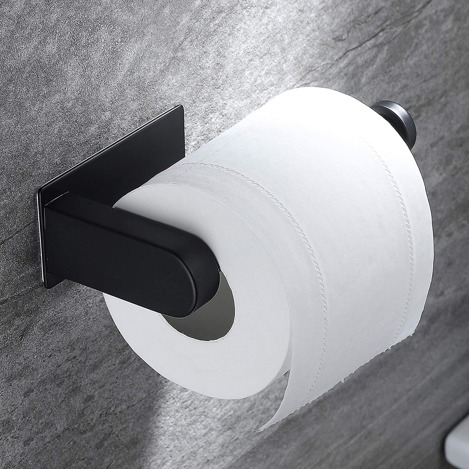 Toilet Paper Holder Self Adhesive - Black Toilet Roll Holder Adhesive Toilet Tissue Holder Stick On Wall For Bathroom And Kitchen， Sus 304 Stainless S