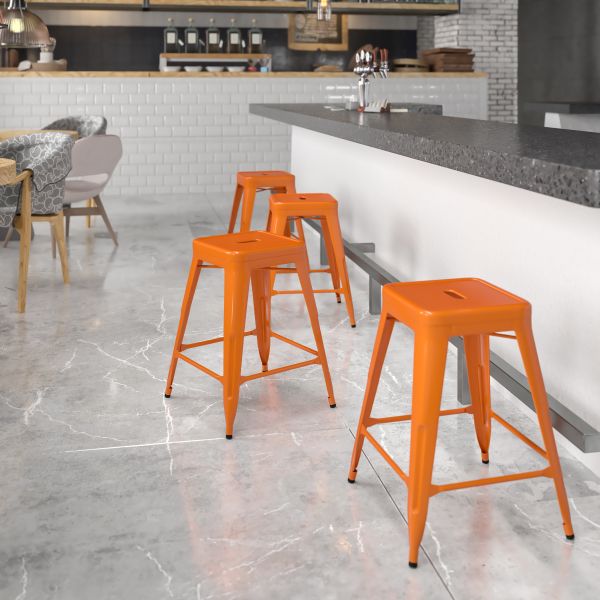 Flash Furniture Backless Metal Stool