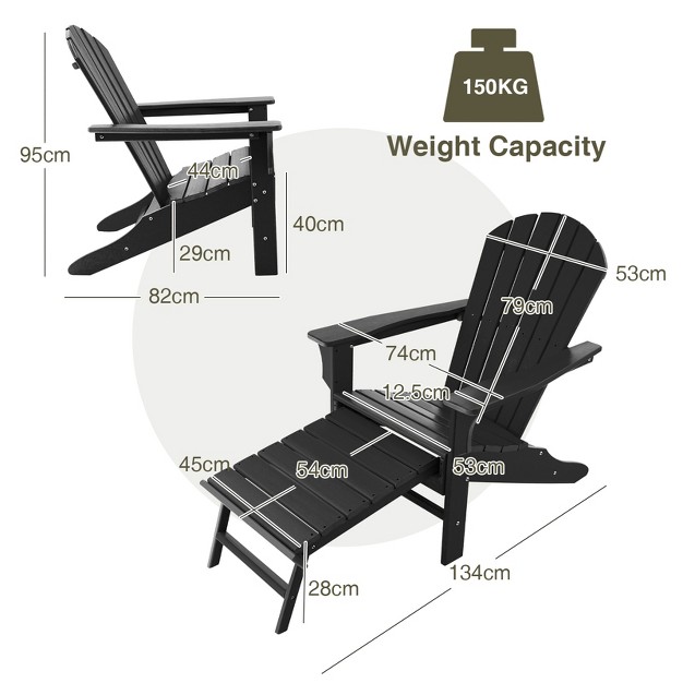 Tangkula 2pcs Hdpe Adirondack Chair W ergonomic Design amp ottoman Outdoor Lounge Armchair Chair For Yard amp patio Black coffee grey turquoise white