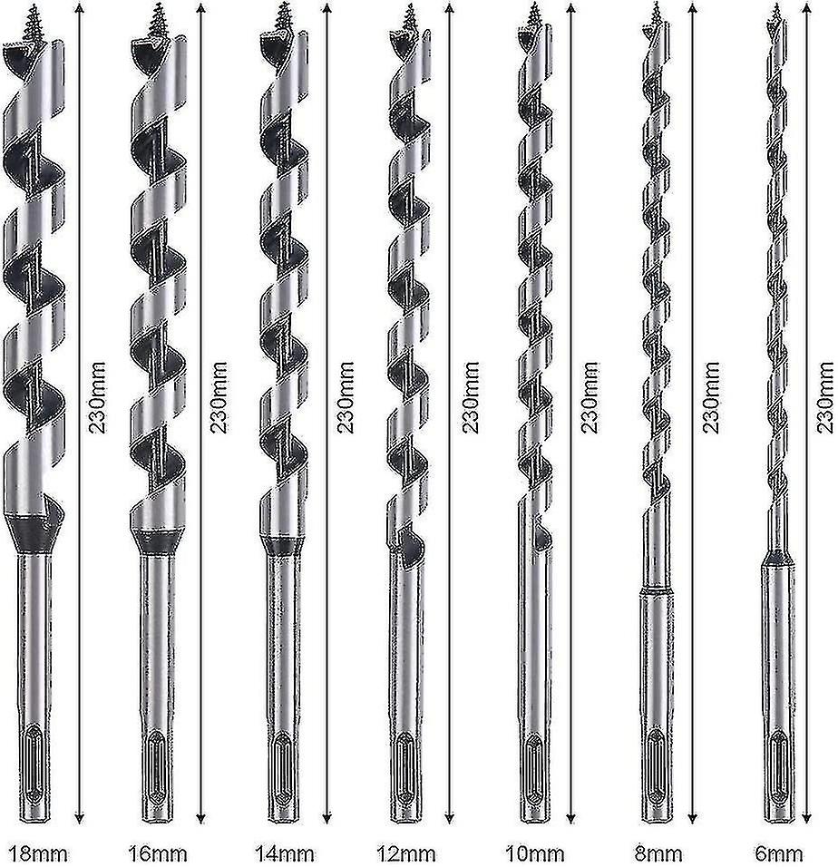 Helical Wood Drill Bit. 7 Pcs Sds-plus Woodworking Drill Bits Set In Carbon Steel Spiral