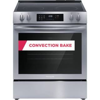 Frigidaire 30 in. 5-Element Slide-In Front Control Electric Range with Convection in Stainless Steel FCFE3083AS