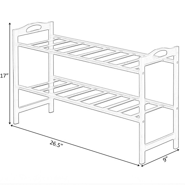 Basicwise Bamboo Storage Shoe Rack Free Standing Shoe Organizer Storage Rack