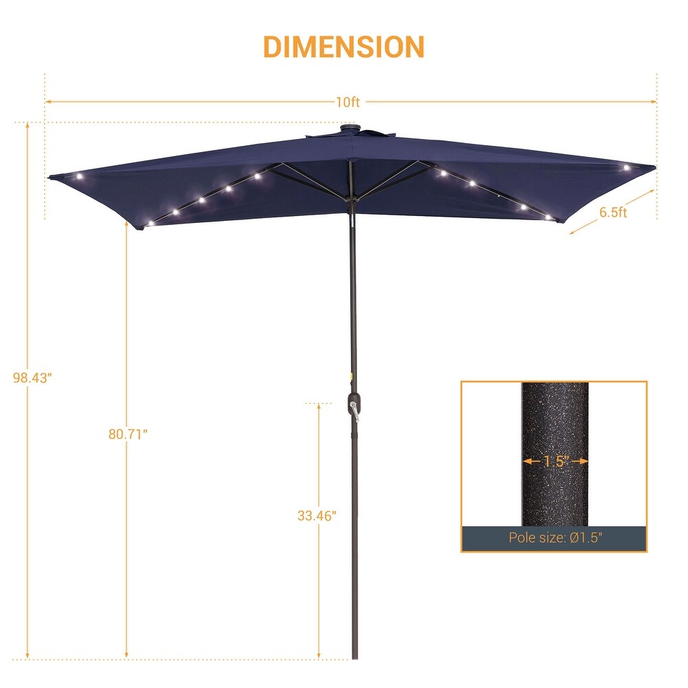 BONOSUKI Outdoor 10 x 6.5ft LED Umbrella Patio Market Table Umbrella