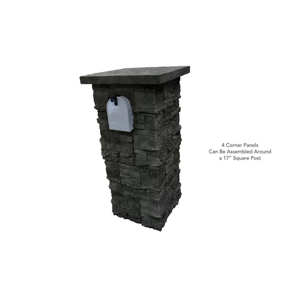 GenStone 23 in. x 23 in. Iron Ore Faux Stone Peaked Column Cap Siding PPCIO-LG23