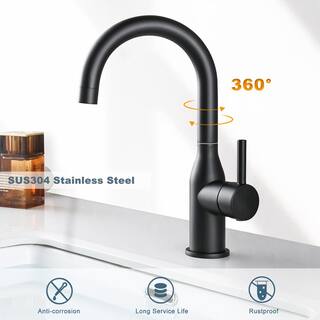 ARCORA Single-Handle Bar Sink Faucet with Water Supply Lines in Matte Black AR6100201B