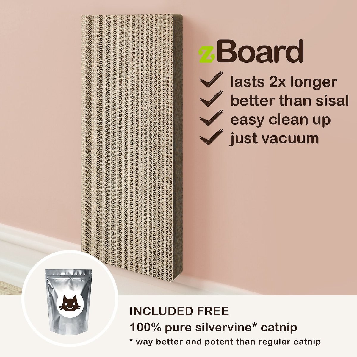 Way Basics Katwall Wall Scratching Post with Catnip