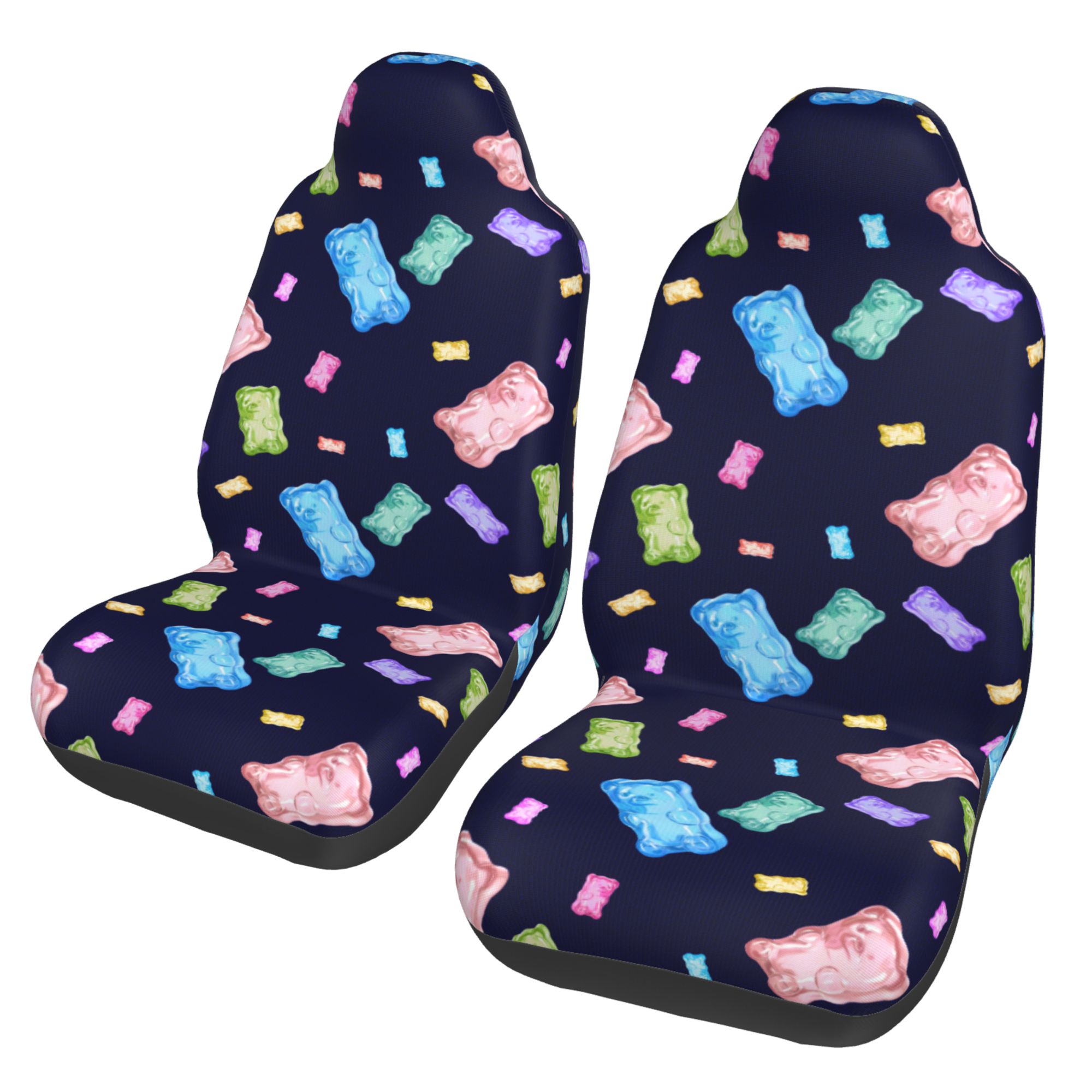 ZICANCN Car Seat Covers Front Seats Only，Gummy Bear Pattern Blue Automotive Seat Covers Protectors for Cars Trucks Suv 2 Pack