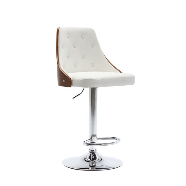 Porthos Home Trey Bar Stool， PU Leather， Chrome Base