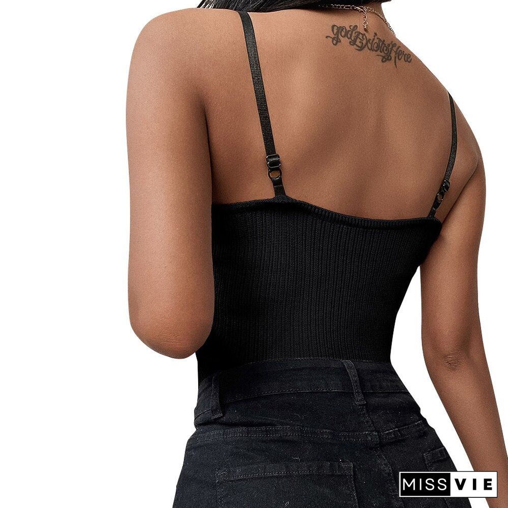 Women Summer Spaghetti Strap Vest Tank Tops Ladies Sleeveless Camisole Strappy Slim Fit Tops Female Solid Color Streetwear D30