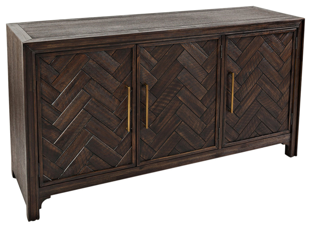 Gramercy Dark Chevron 3 Door Accent Cabinet   Rustic   Accent Chests And Cabinets   by Kolibri Decor  Houzz